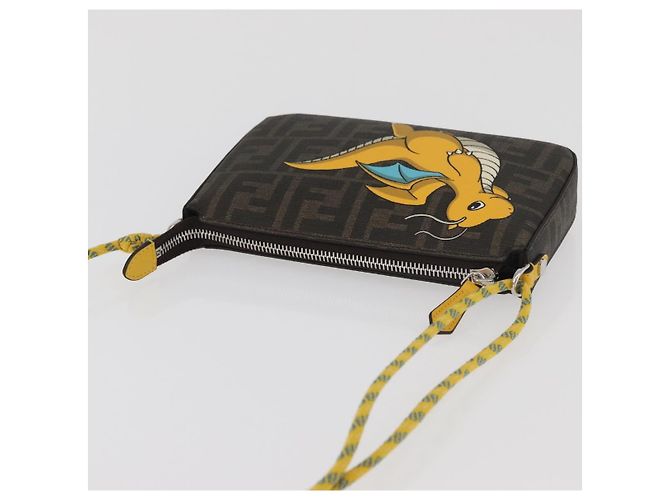 FENDI x FRGMT x POKMON Borsa Dragonfly in tela Zucca Nero Marrone Auth 167378SM - vista 6