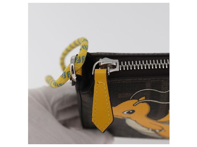 FENDI x FRGMT x POKMON Borsa Dragonfly in tela Zucca Nero Marrone Auth 167378SM - vista 9