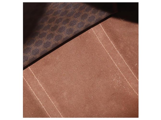 Céline Borsa Boston CELINE Macadam Canvas PVC Pelle Marrone Oro Auth BA13030 D'oro - vista 11