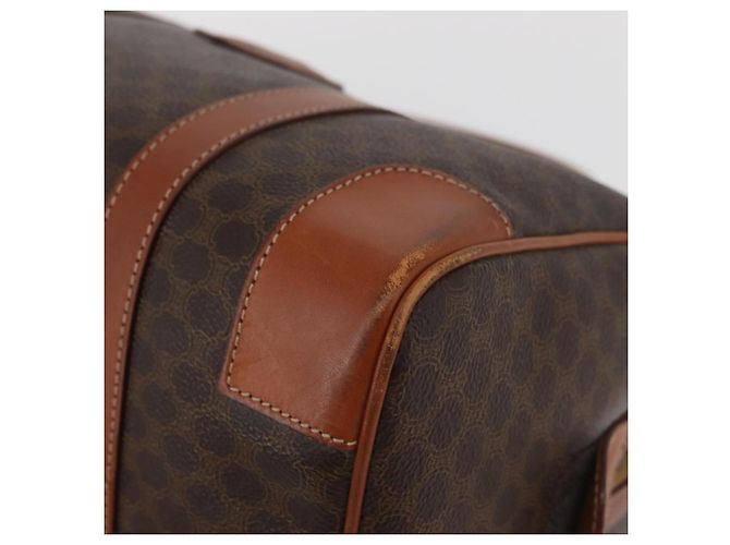 Céline Borsa Boston CELINE Macadam Canvas PVC Pelle Marrone Oro Auth BA13030 D'oro - vista 14