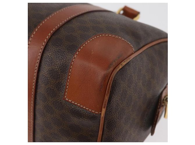 Céline Borsa Boston CELINE Macadam Canvas PVC Pelle Marrone Oro Auth BA13030 D'oro - vista 16