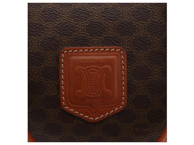 Céline Borsa Boston CELINE Macadam Canvas PVC Pelle Marrone Oro Auth BA13030 D'oro - vista 17