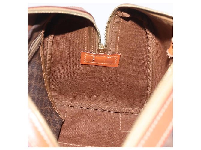 Céline Borsa Boston CELINE Macadam Canvas PVC Pelle Marrone Oro Auth BA13030 D'oro - vista 19