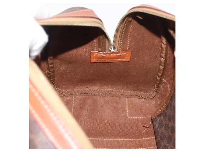 Céline Borsa Boston CELINE Macadam Canvas PVC Pelle Marrone Oro Auth BA13030 D'oro - vista 20