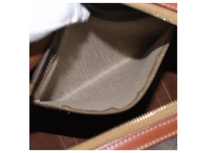 Céline Borsa Boston CELINE Macadam Canvas PVC Pelle Marrone Oro Auth BA13030 D'oro - vista 22