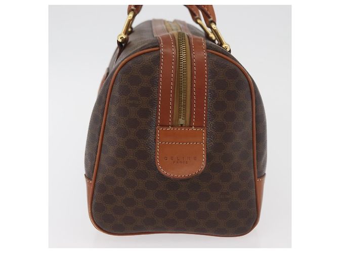 Céline Borsa Boston CELINE Macadam Canvas PVC Pelle Marrone Oro Auth BA13030 D'oro - vista 3