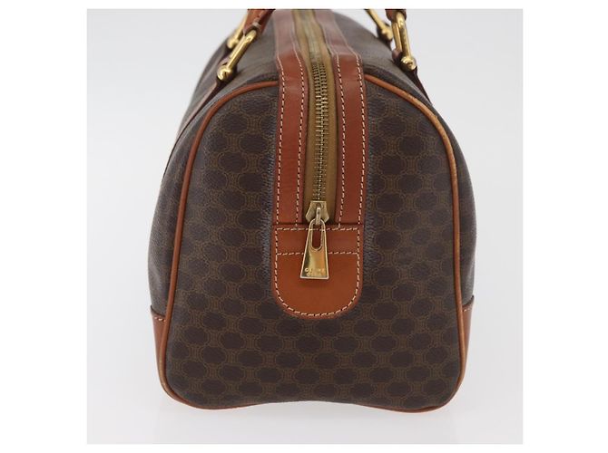 Céline Borsa Boston CELINE Macadam Canvas PVC Pelle Marrone Oro Auth BA13030 D'oro - vista 4