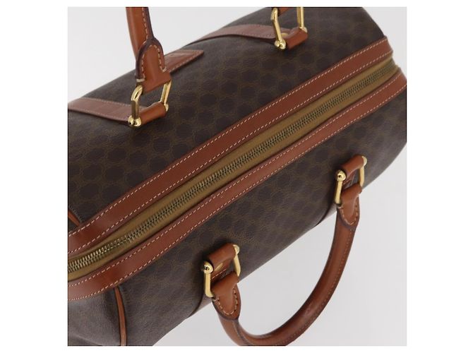 Céline Borsa Boston CELINE Macadam Canvas PVC Pelle Marrone Oro Auth BA13030 D'oro - vista 6