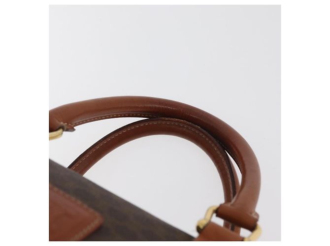 Céline Borsa Boston CELINE Macadam Canvas PVC Pelle Marrone Oro Auth BA13030 D'oro - vista 8