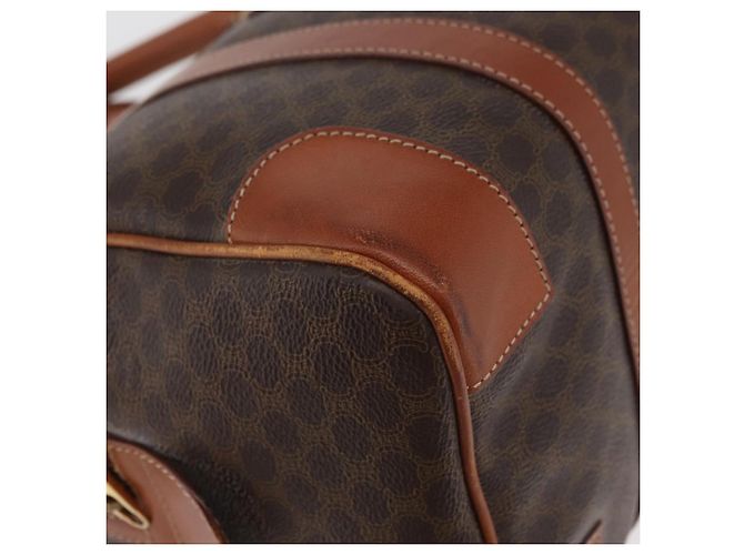 Céline Borsa Boston CELINE Macadam Canvas PVC Pelle Marrone Oro Auth BA13030 D'oro - vista 9