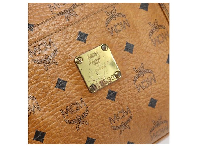 Borsa Tote MCM Vicetos Logogram PVC Pelle Marrone Oro Auth BA13066 D'oro - vista 12