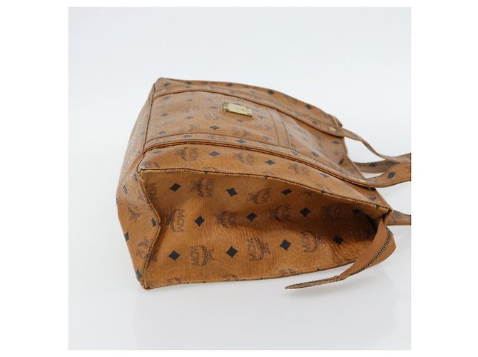 Borsa Tote MCM Vicetos Logogram PVC Pelle Marrone Oro Auth BA13066 D'oro - vista 4