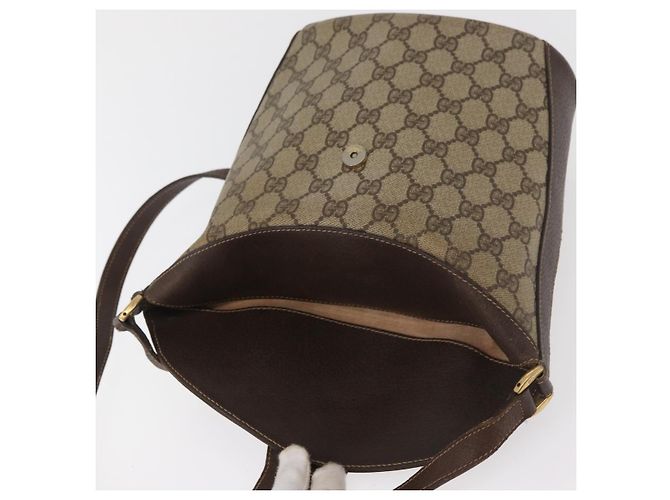 GUCCI GG Supreme Web Sherry Line Borsa in PVC Beige Oro 40 02 081 Auth bs35338 D'oro - vista 10