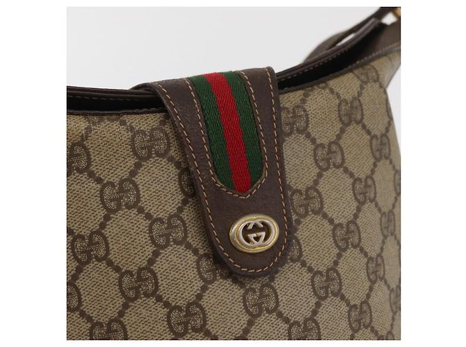 GUCCI GG Supreme Web Sherry Line Borsa in PVC Beige Oro 40 02 081 Auth bs35338 D'oro - vista 17