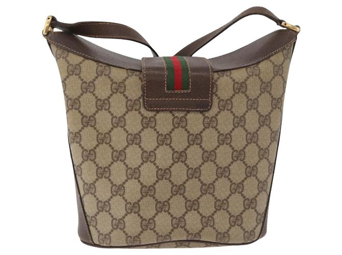 GUCCI GG Supreme Web Sherry Line Borsa in PVC Beige Oro 40 02 081 Auth bs35338 D'oro - vista 2