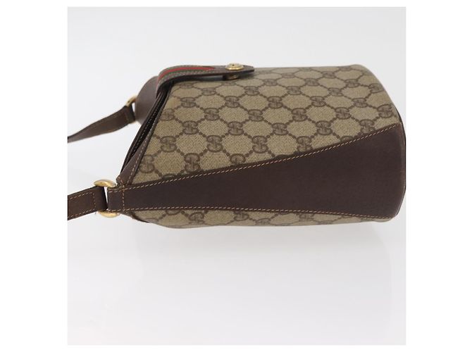 GUCCI GG Supreme Web Sherry Line Borsa in PVC Beige Oro 40 02 081 Auth bs35338 D'oro - vista 4