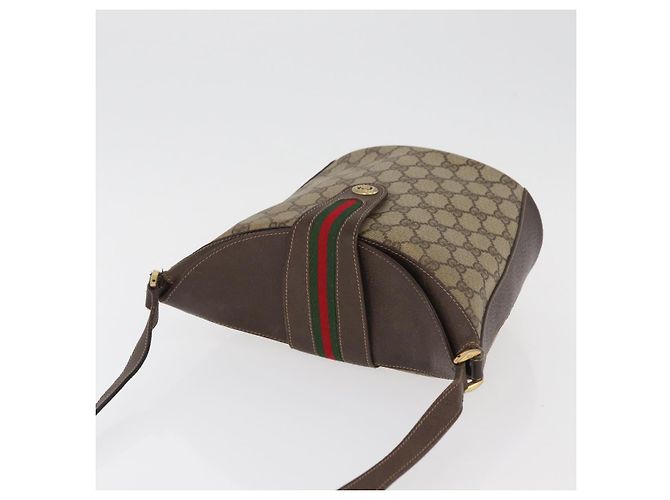GUCCI GG Supreme Web Sherry Line Borsa in PVC Beige Oro 40 02 081 Auth bs35338 D'oro - vista 6
