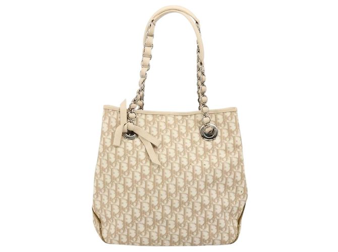 Borsa Christian Dior Trotter Canvas Chain Romantic in PVC Rosa Argento Auth 181736 - vista 13