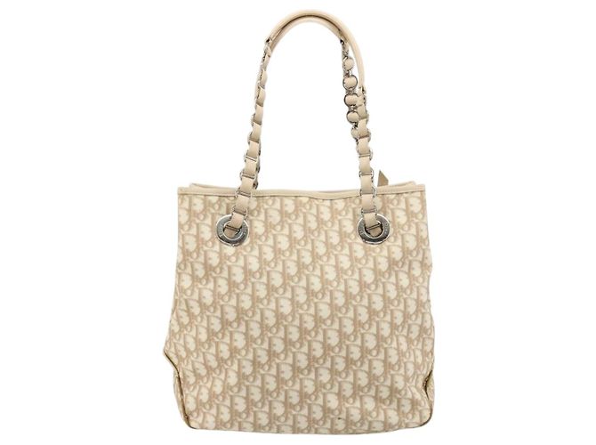 Borsa Christian Dior Trotter Canvas Chain Romantic in PVC Rosa Argento Auth 181736 - vista 2