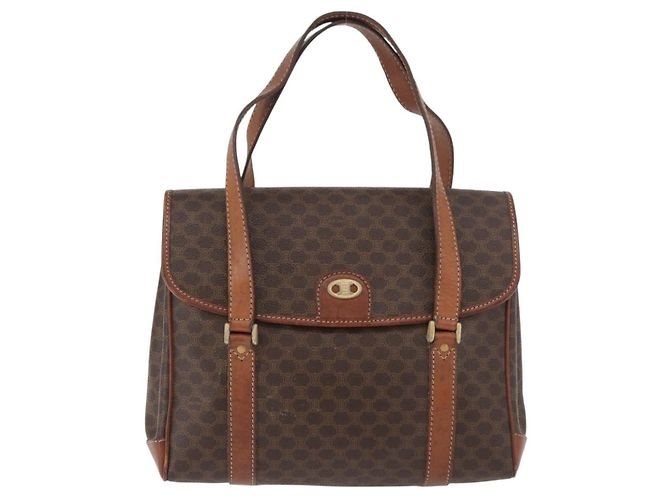 Céline Borsa CELINE Macadam Canvas PVC Pelle Marrone Oro Autentica 182298 D'oro - vista 13