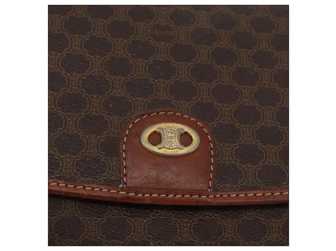 Céline Borsa CELINE Macadam Canvas PVC Pelle Marrone Oro Autentica 182298 D'oro - vista 17