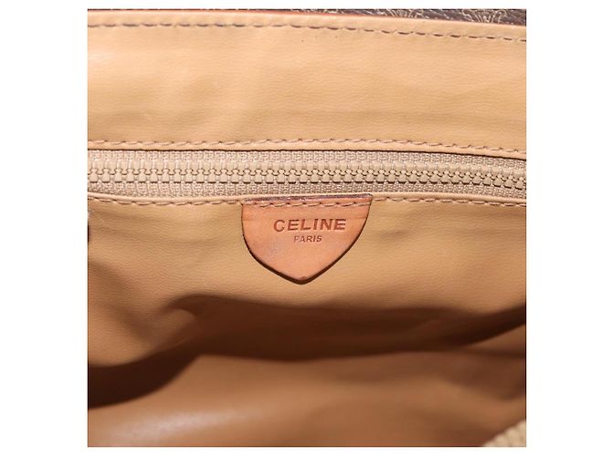 Céline Borsa CELINE Macadam Canvas PVC Pelle Marrone Oro Autentica 182298 D'oro - vista 18