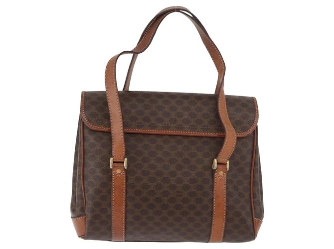 Céline Borsa CELINE Macadam Canvas PVC Pelle Marrone Oro Autentica 182298 D'oro - vista 2
