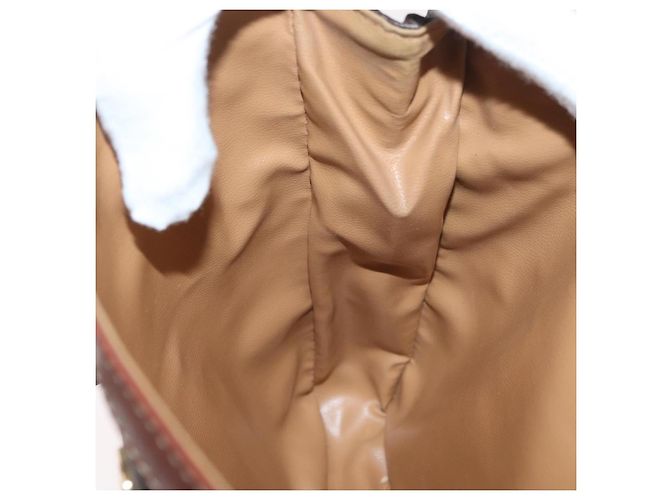 Céline Borsa CELINE Macadam Canvas PVC Pelle Marrone Oro Autentica 182298 D'oro - vista 22