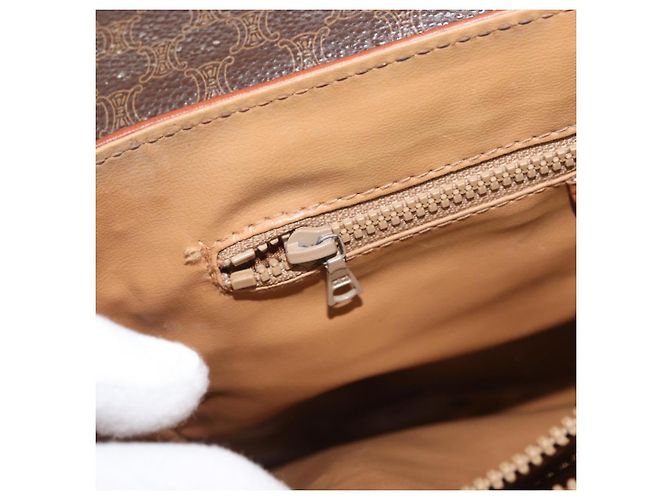 Céline Borsa CELINE Macadam Canvas PVC Pelle Marrone Oro Autentica 182298 D'oro - vista 26