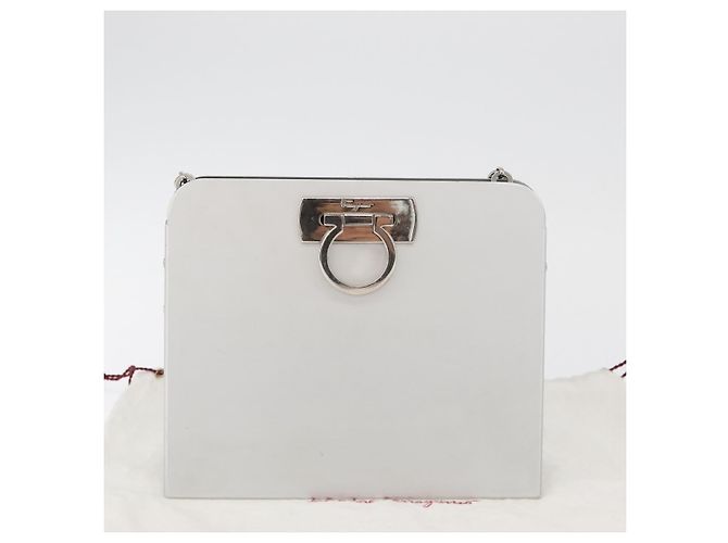 Borsa a catena Gancini Salvatore Ferragamo in acciaio inossidabile Argento Auth BA13202V - vista 12