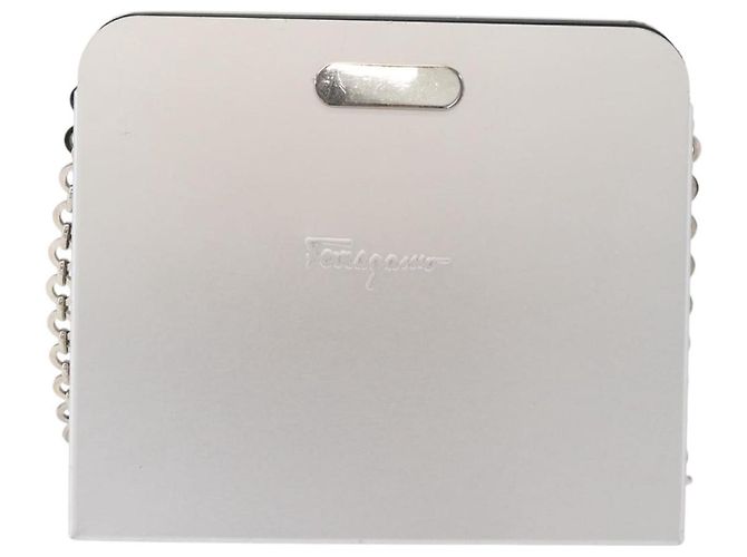 Borsa a catena Gancini Salvatore Ferragamo in acciaio inossidabile Argento Auth BA13202V - vista 2
