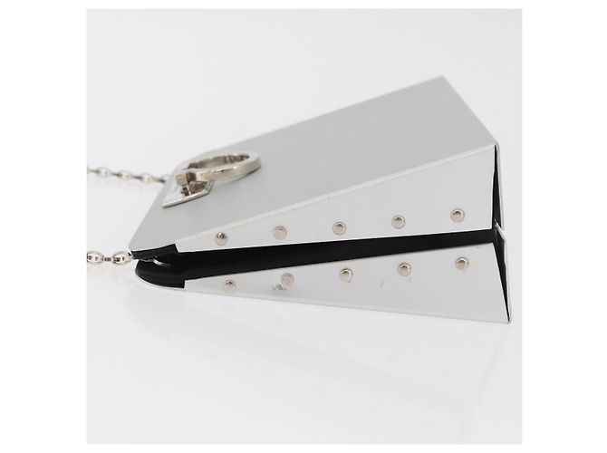 Borsa a catena Gancini Salvatore Ferragamo in acciaio inossidabile Argento Auth BA13202V - vista 4