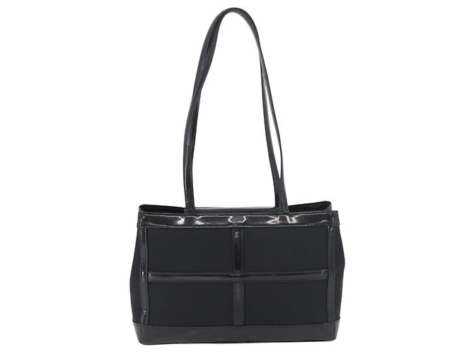 SAINT LAURENT Tote Bag Lackleder Schwarz Silber Auth bs35398 - Ansicht 2