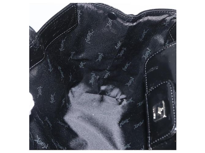 SAINT LAURENT Tote Bag Lackleder Schwarz Silber Auth bs35398 - Ansicht 21