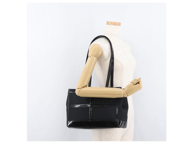 SAINT LAURENT Tote Bag Lackleder Schwarz Silber Auth bs35398 - Ansicht 24