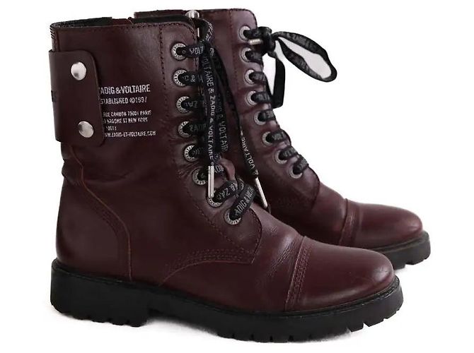 Zadig & Voltaire Bordeaux Biker-Stiefel - Ansicht 3