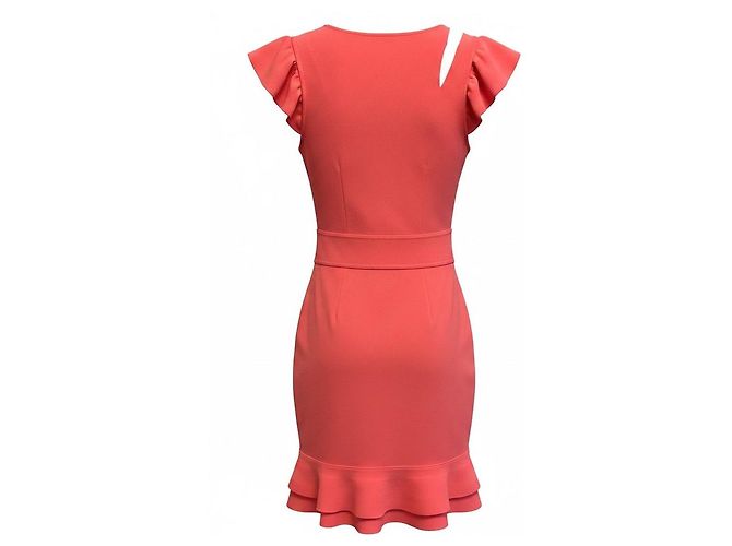 Alexander McQueen Mini-Rüschenkleid aus Korallenfarbenem Compact-Strick Pink - Ansicht 2
