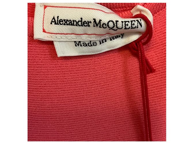 Alexander McQueen Mini-Rüschenkleid aus Korallenfarbenem Compact-Strick Pink - Ansicht 3