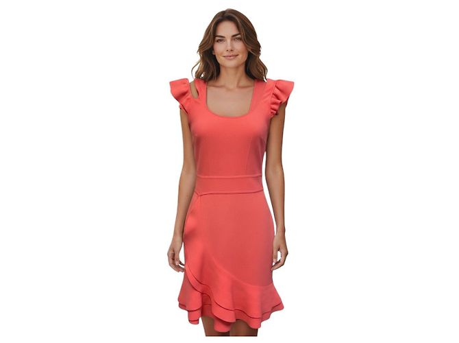 Alexander McQueen Mini-Rüschenkleid aus Korallenfarbenem Compact-Strick Pink - Ansicht 6