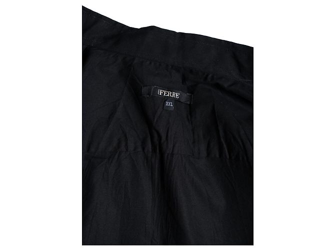 Gianfranco Ferré Ferre jeans, camicia nera con ricamo a polsini francesi Nero - vista 6