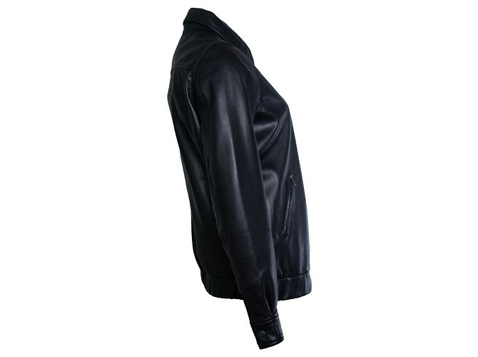 Aime AIM, chaqueta biker de cuero negro - vista 2