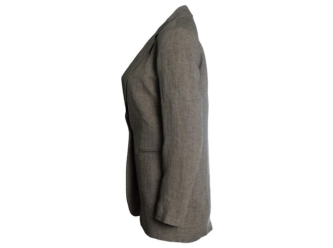 Autre Marque Diega, blazer de lino taupe Castaño - vista 2
