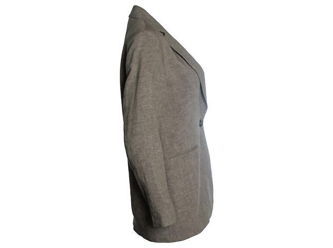 Autre Marque Diega, blazer de lino taupe Castaño - vista 4