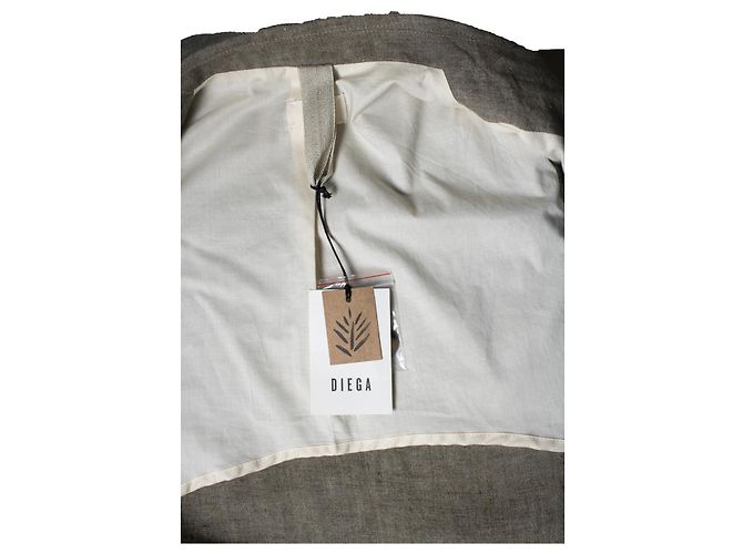 Autre Marque Diega, blazer de lino taupe Castaño - vista 5