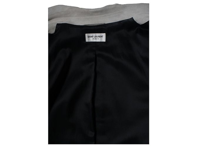 Saint Laurent, chaqueta de caza de ante beige con 4 bolsillos - vista 10