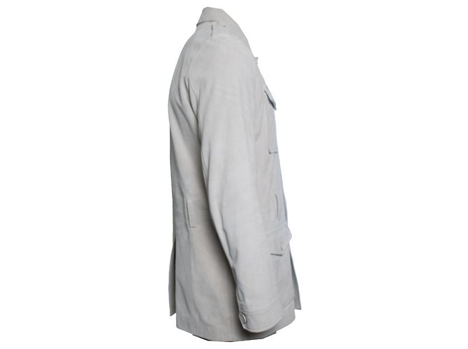 Saint Laurent, chaqueta de caza de ante beige con 4 bolsillos - vista 2
