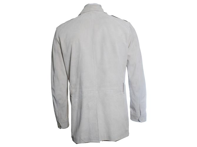 Saint Laurent, chaqueta de caza de ante beige con 4 bolsillos - vista 3
