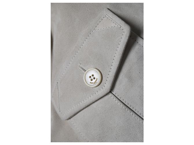 Saint Laurent, chaqueta de caza de ante beige con 4 bolsillos - vista 7