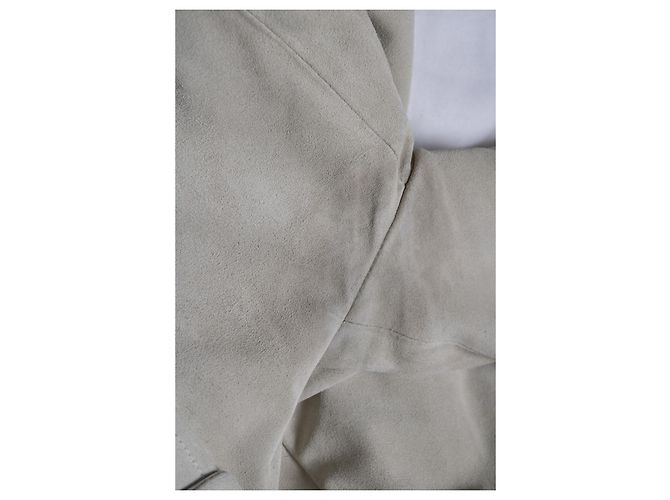 Saint Laurent, chaqueta de caza de ante beige con 4 bolsillos - vista 8