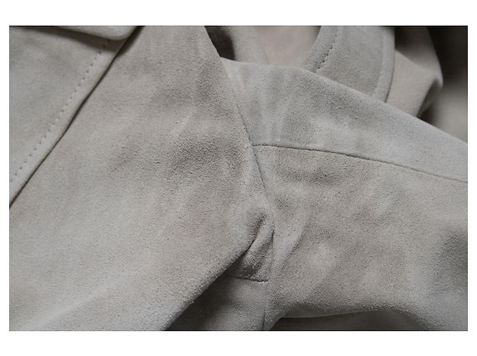 Saint Laurent, chaqueta de caza de ante beige con 4 bolsillos - vista 9